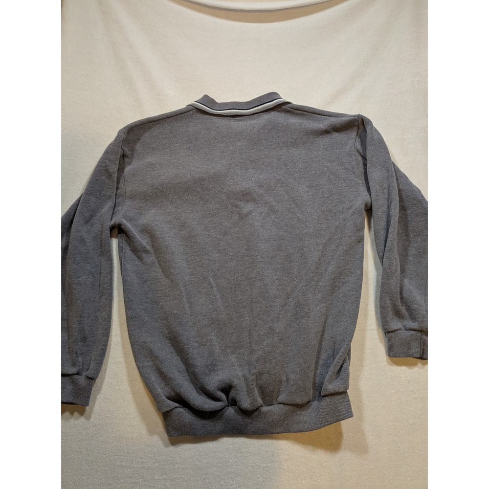 Ling Hong Gray Long Sleeve Polo Sweatshirt Fun Day Club Embroidered Mens XL - Picture 8 of 8